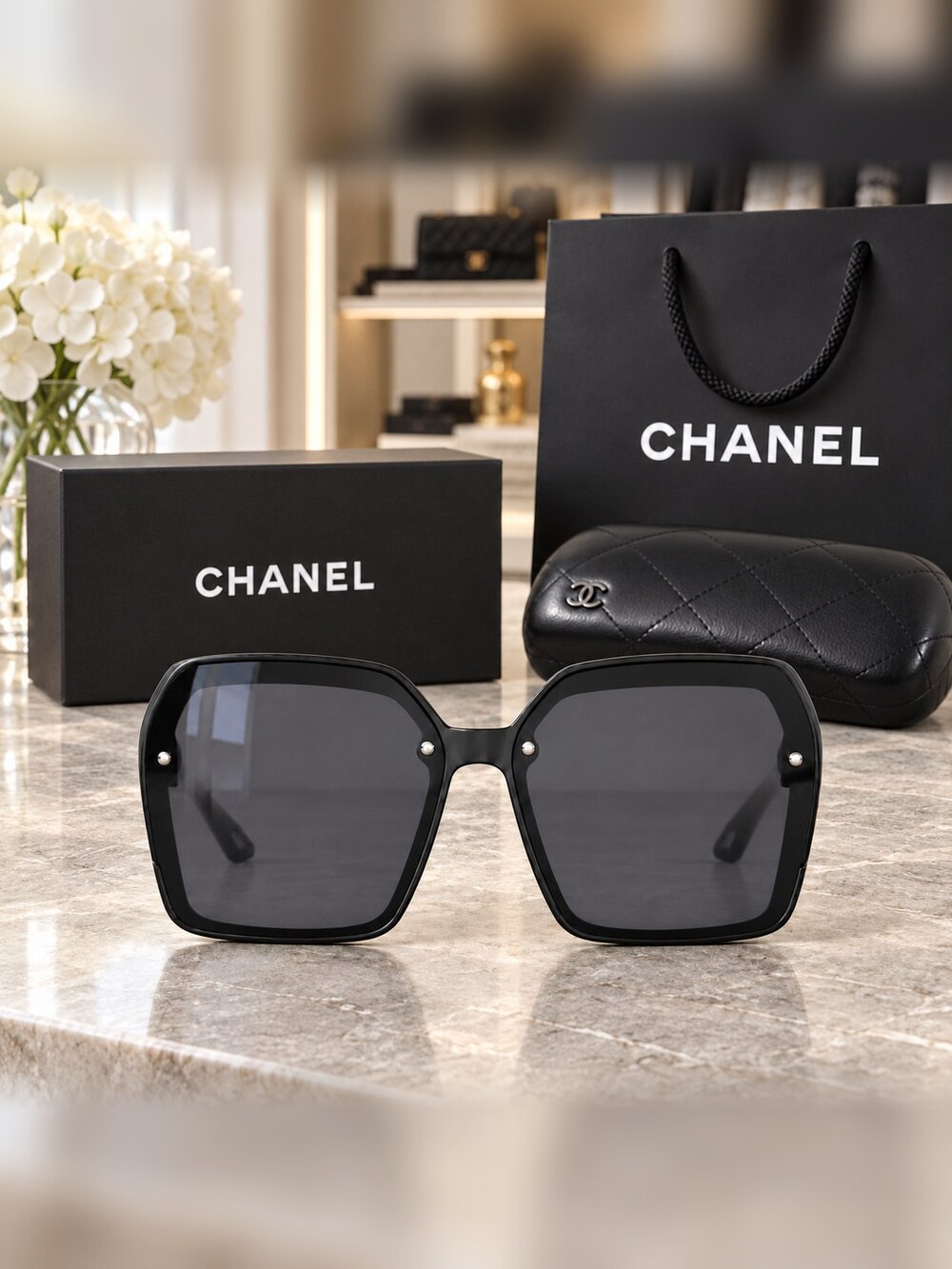 Chanel Black Square Sunglasses